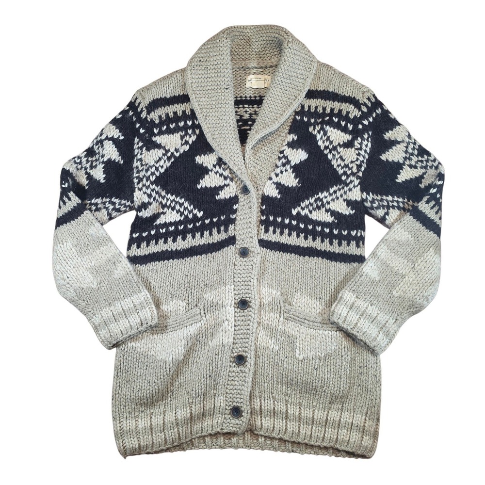 Denim & Supply Ralph Lauren Women L Cardigan Gray Aztec Southwestern Handknit